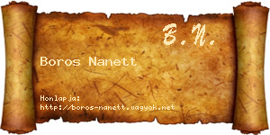 Boros Nanett névjegykártya